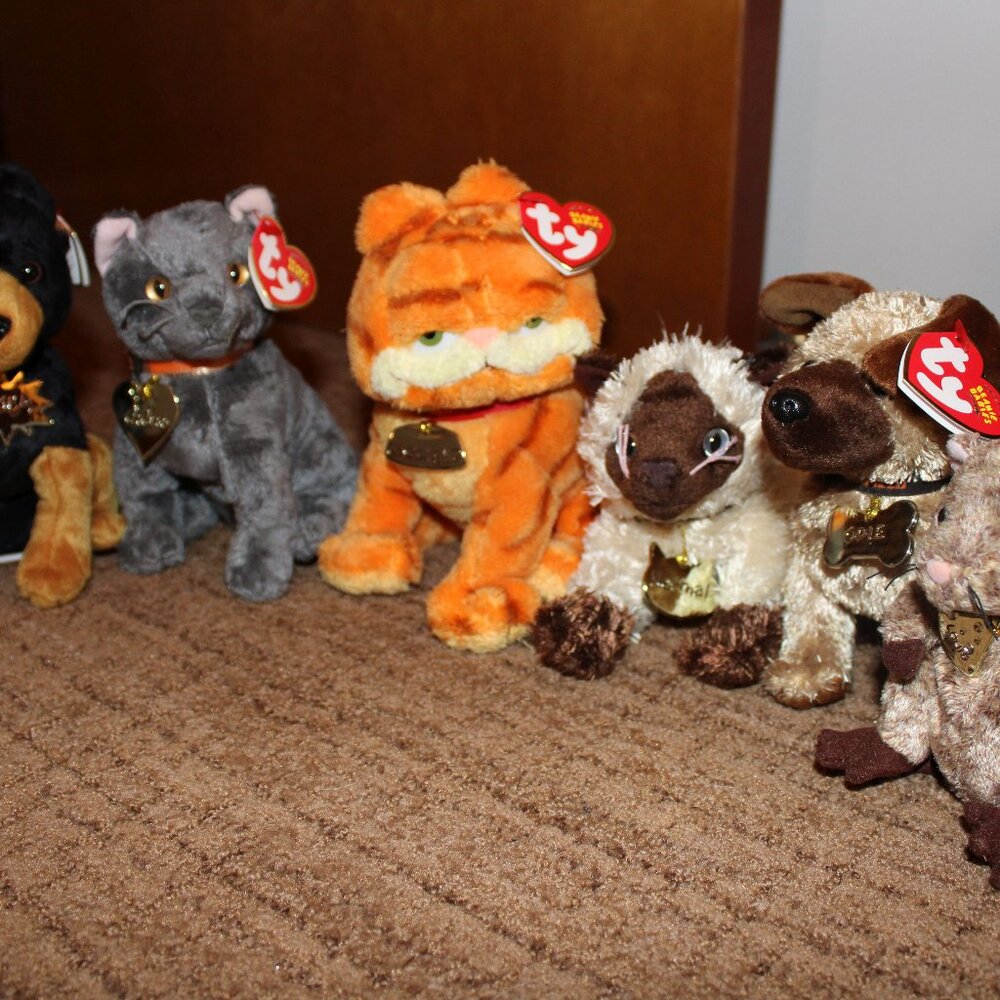 Garfield & Friends Ty Beanie Babies Lot (6) With Tags